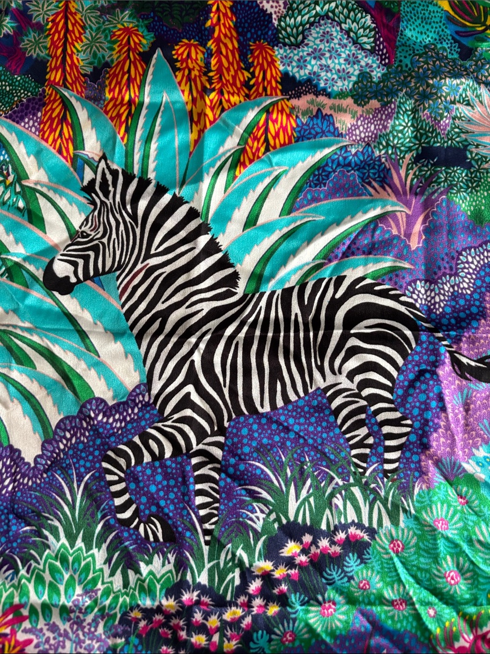 Vibrant Zebra Jungle Silk Scarf - Multicolor Unbranded - Picture 3 of 10